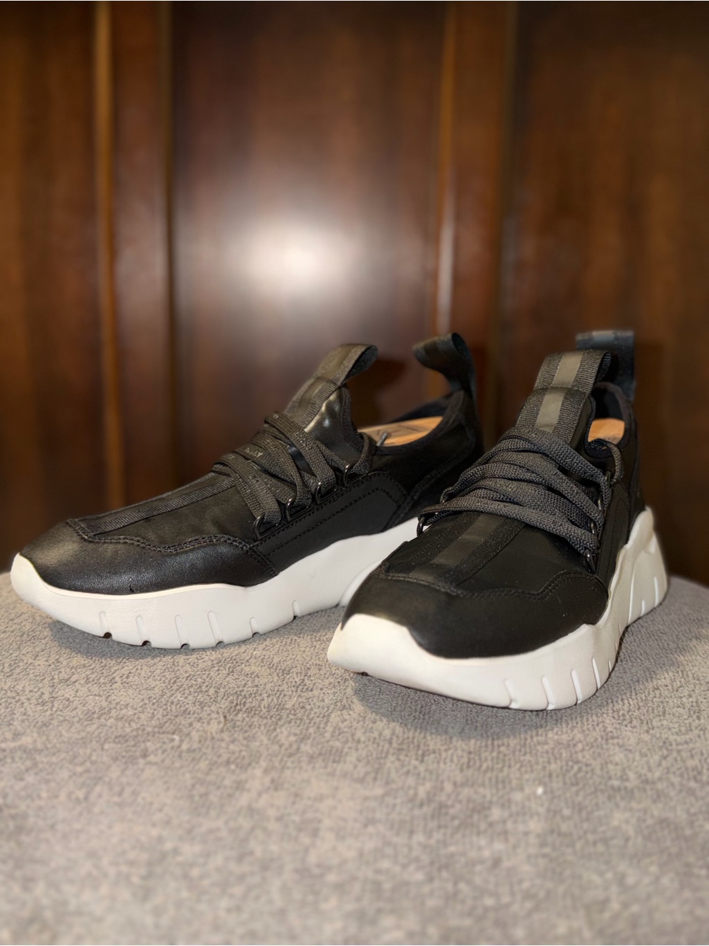 Bally Black And White Chunky Sole Slip-On Sneakers